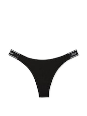 Victoria's Secret PINK Pure Black Cotton Logo Scoop Thong Knickers - Image 3 of 3