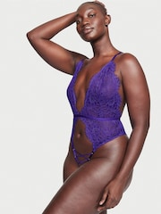 Victoria's Secret Brilliant Purple Lace Crotchless Bodysuit - Image 1 of 3
