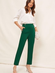 Friends Like These Green Button Waist Tailored Tapered Trousers - Image 2 of 4