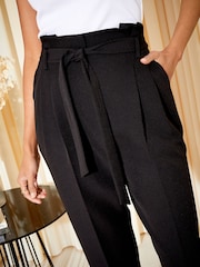 Friends Like These Black Paperbag High Waist Belted Trousers - Image 3 of 4