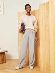 Love & Roses Ivory White White Petite Cosy Stitch Detail Jumper - Image 4 of 4