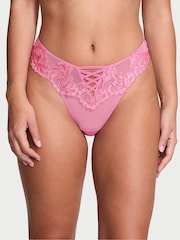 Victoria's Secret Tickled Pink Boho Floral Brazilian Embroidered Knickers - Image 1 of 3