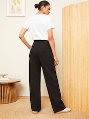 Love & Roses Black Elasticated Waist Wide Leg Tailored Trousers - Image 2 of 4