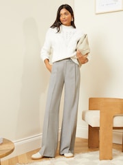 Love & Roses Grey Tab High Waist Wide Leg Tailored Trousers - Image 3 of 4