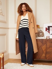 Love & Roses Navy Blue High Waist Wide Leg Tailored Trousers - Image 4 of 4