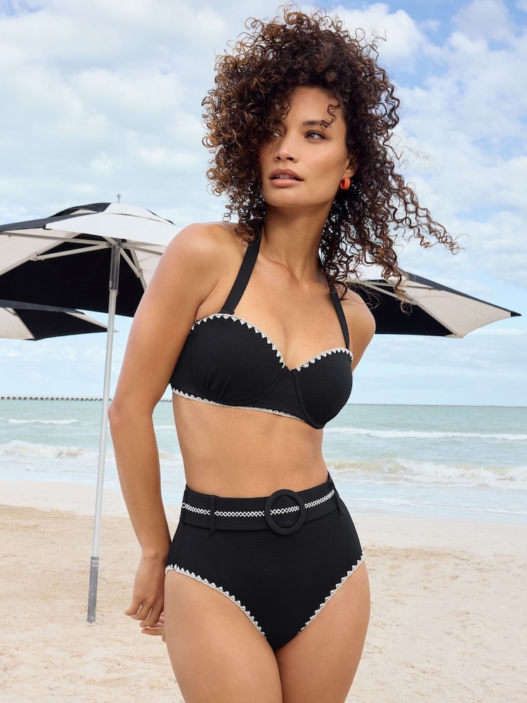 Love & Roses Black stitch Balconette Bikini Top - Image 2 of 4