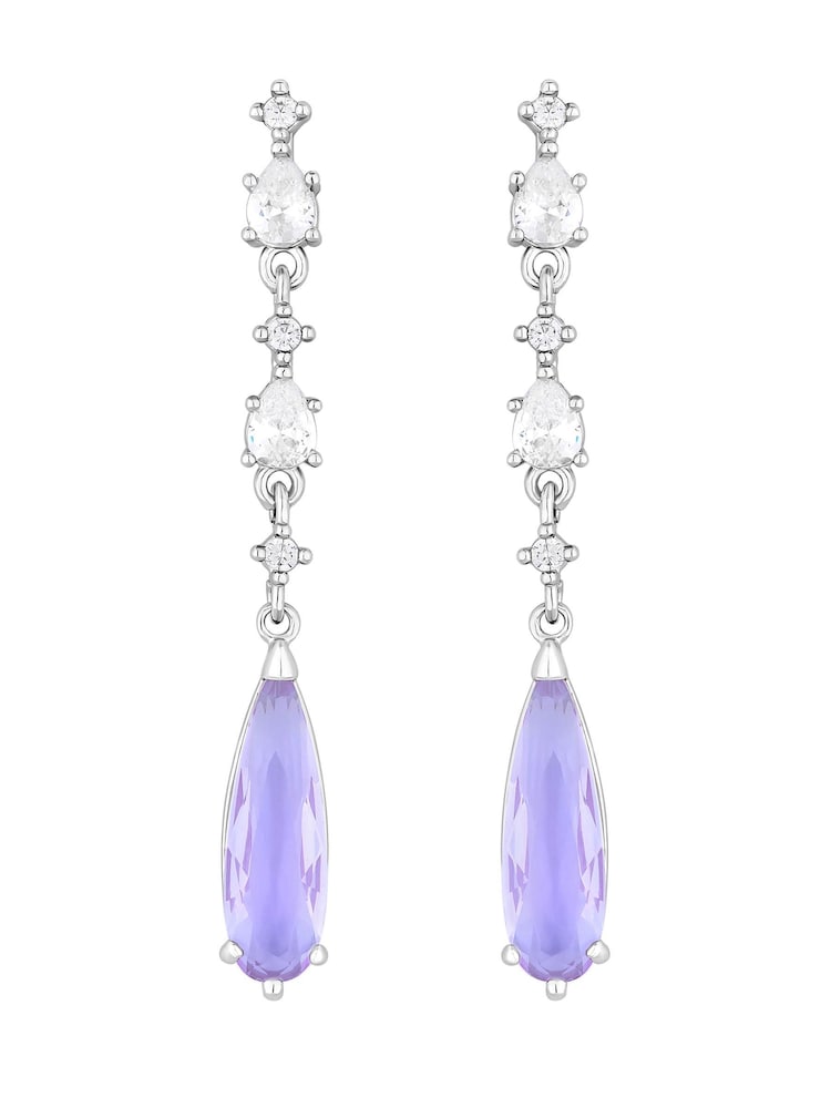 Jon Richard Silver Cubic Zirconia Linear Teardrop Earring - Image 1 of 2 Jon Richard Silver Cubic Zirconia Linear Teardrop Earring - Image 1 of 2