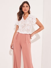 Lipsy White Pretty Frill Neck Tie Ruffle Short Sleeve Shell Top - Image 3 of 4