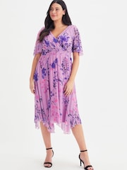 Scarlett & Jo Purple Floral Julie Hanky Hem Dress - Image 1 of 4