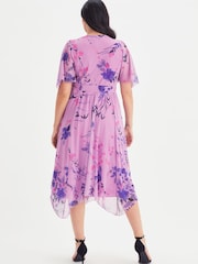 Scarlett & Jo Purple Floral Julie Hanky Hem Dress - Image 4 of 4
