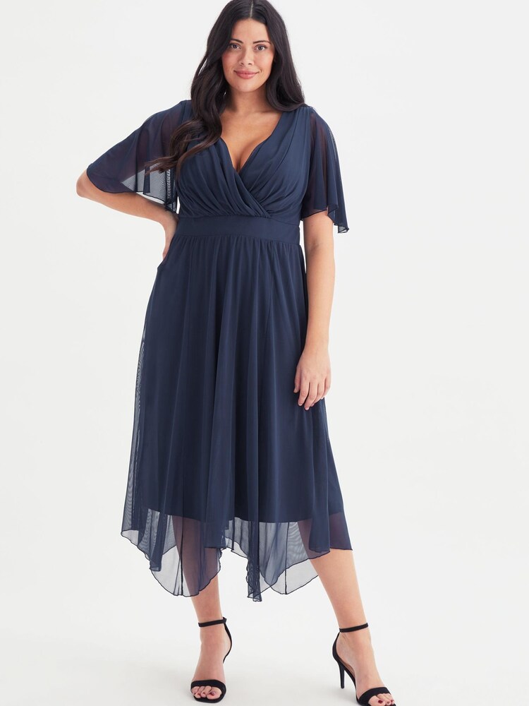 Marineblau - Scarlett & Jo Julie Kleid mit Zipfelsaum - Bild 1 von 4 Marineblau - Scarlett & Jo Julie Kleid mit Zipfelsaum - Bild 1 von 4
