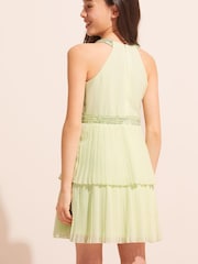 Lipsy Green Pleated Tiered Occasion Dress - Image 3 of 4