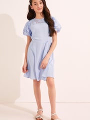 Lipsy Blue Lace Yoke Dress - Image 3 of 4