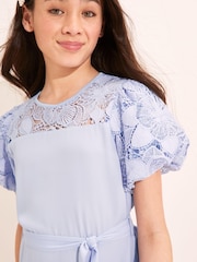 Lipsy Blue Lace Yoke Dress - Image 4 of 4