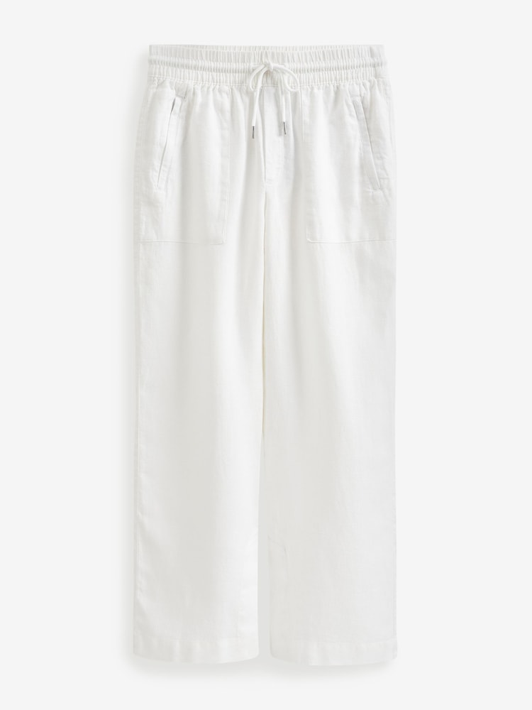 Athleta White Mid Rise Wide Leg Linen Trousers - Image 3 of 3