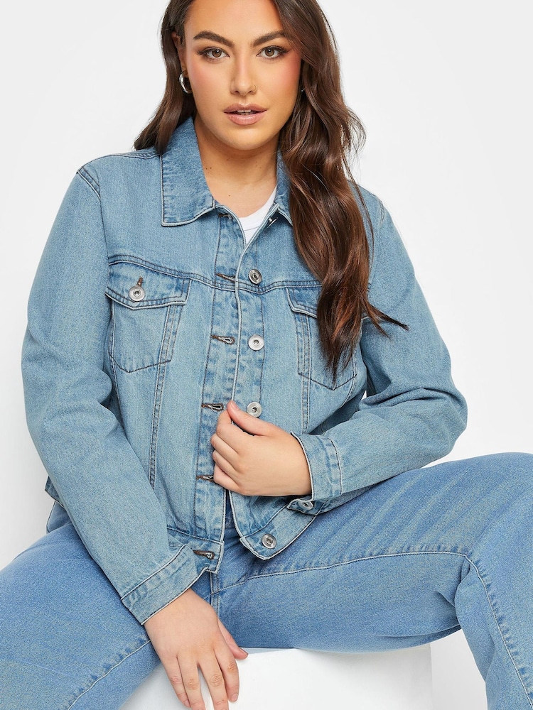 Blau - Yours Curve Klassische Denim-Jacke - Bild 4 von 4 Blau - Yours Curve Klassische Denim-Jacke - Bild 4 von 4