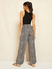 Friends Like These Black/Neutral Animal Wide Leg Pull On Trousers - Image 2 of 4
