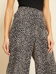 Friends Like These Black/Neutral Animal Wide Leg Pull On Trousers - Image 4 of 4