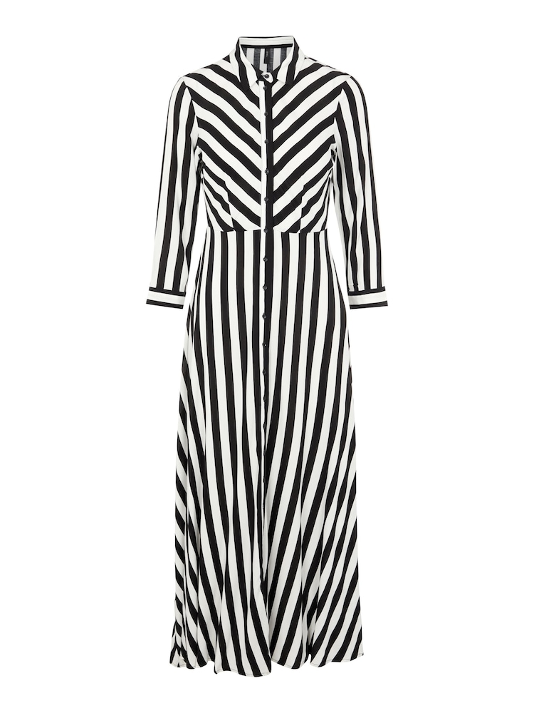 Y.A.S Black & White Stripe Maxi Length Shirt Dress - Image 5 of 5 Y.A.S Black & White Stripe Maxi Length Shirt Dress - Image 5 of 5
