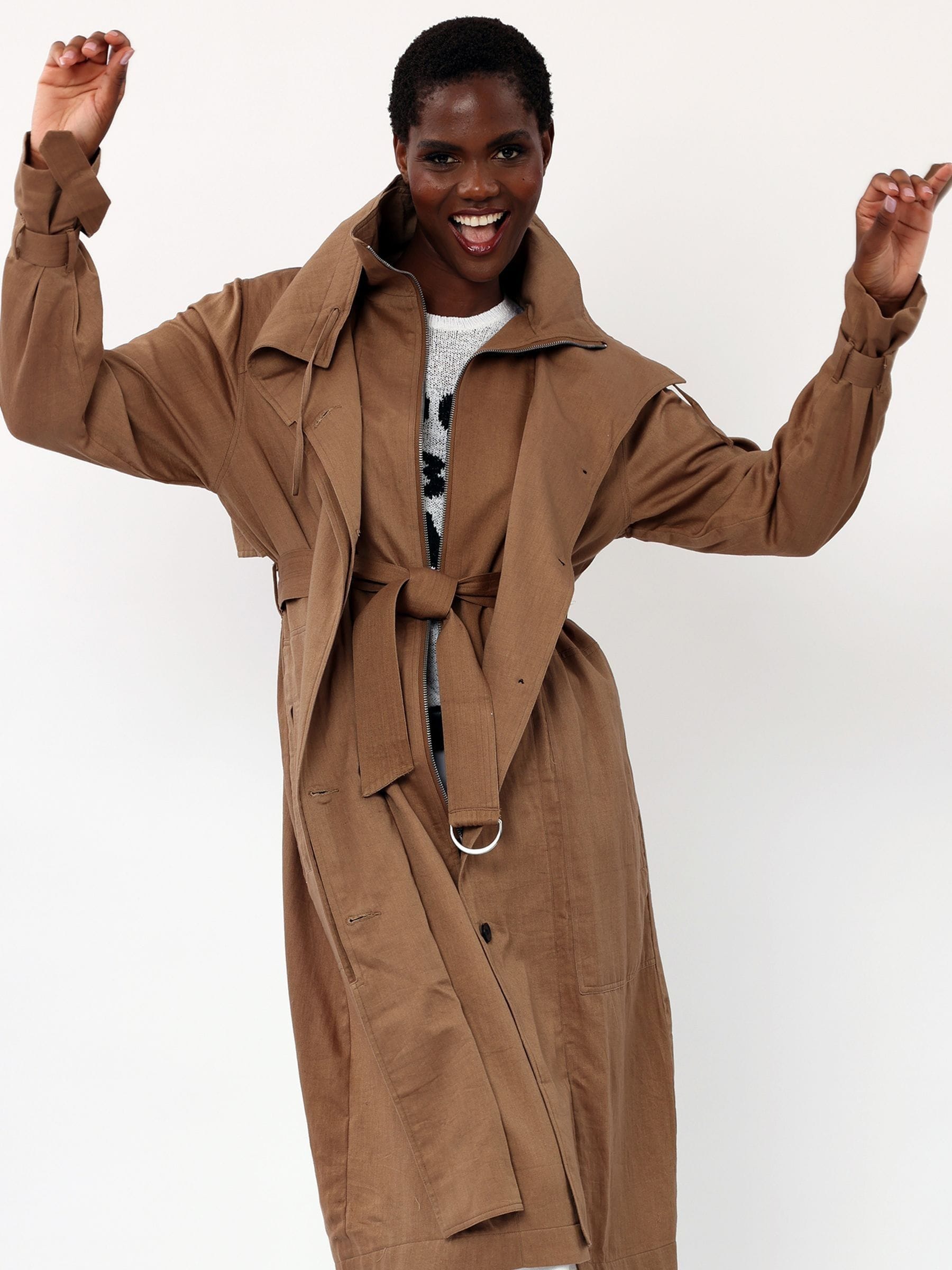 Religion funnel neck coat in camel best sale