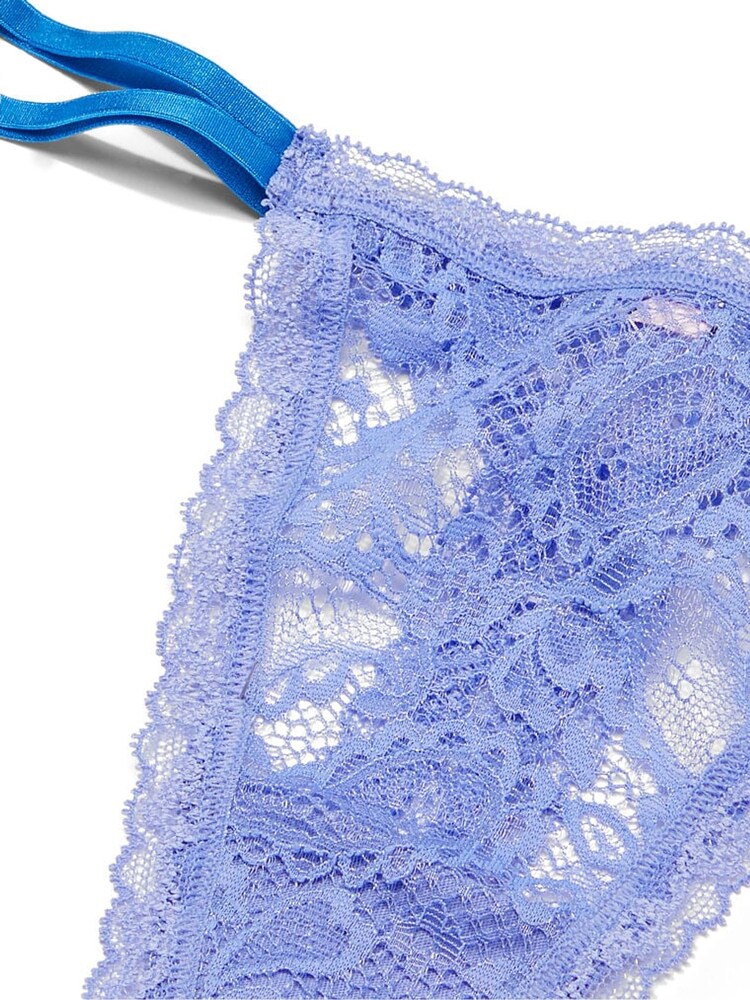 Victoria's Secret Very Winkle Blue Paisley Lace Thong Knickers - Image 4 of 4