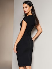 Lipsy Black Sweetheart Neckline Contour Bandage Midi Dress - Image 2 of 4