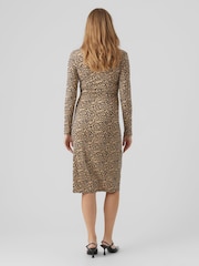 Mamalicious Brown Maternity Jersey Split Hem Midi Nursing Dress - Image 2 of 6