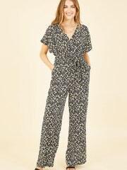 Yumi Black Multi Animal Print Kimono Jumpsuit - Image 1 of 5