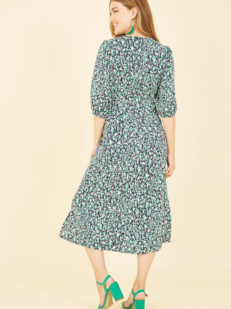 Yumi Green Multi Abstract Animal Print Midi Dress - Image 2 of 5