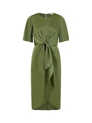 Yumi Green Satin Tie Detail Midi Dress - Image 4 of 4