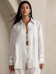 Banana Republic Cream The Oversized Linen Shirt - Image 1 of 4