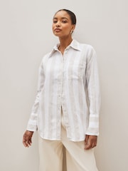 Banana Republic Cream The Oversized Linen Shirt - Image 2 of 4