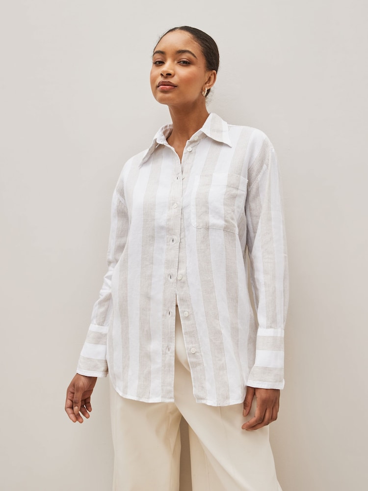 Banana Republic Cream The Oversized Linen Shirt - Image 2 of 4 Banana Republic Cream The Oversized Linen Shirt - Image 2 of 4