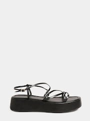 Yours Curve Black Extra-Wide Fit Strappy Flatform - Image 2 of 4