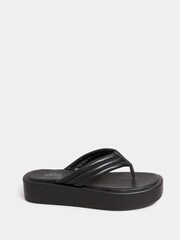 Yours Curve Black Wide Fit Toe Thong Flatform - Image 2 of 5