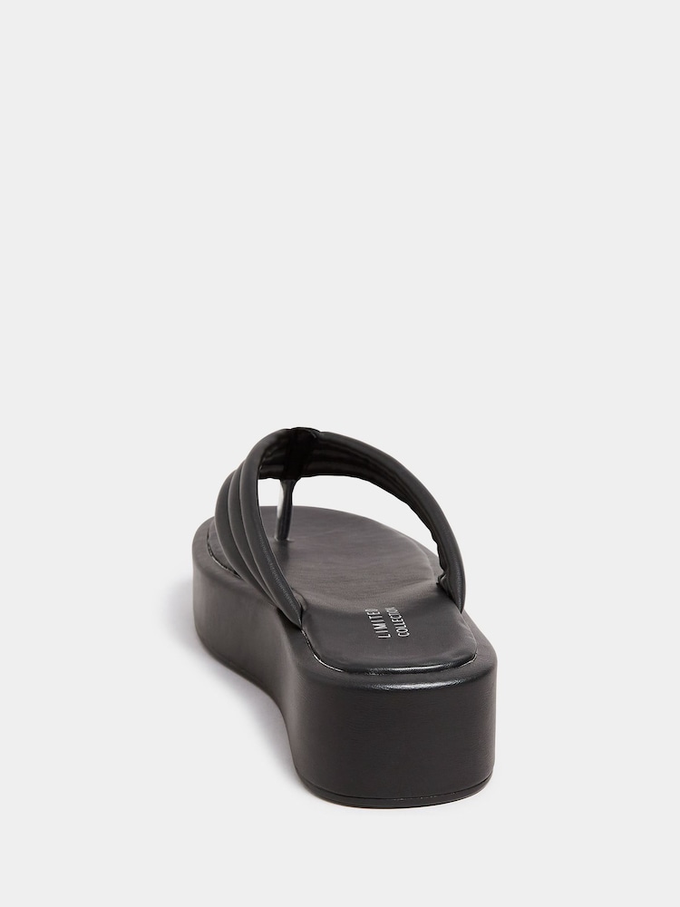 Yours Curve Black Wide Fit Toe Thong Flatform - Image 5 of 5