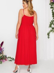 Yours Curve Red London Occasion Ruffle Wrap Maxi Dress - Image 3 of 4