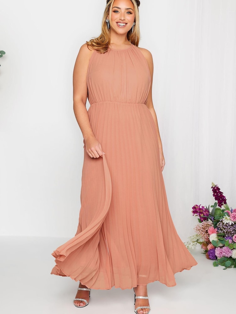 Pink - Yours Curve London Plissiertes Maxikleid für besondere Anlässe - Bild 1 von 4 Pink - Yours Curve London Plissiertes Maxikleid für besondere Anlässe - Bild 1 von 4