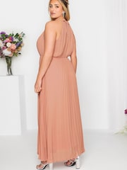Yours Curve Pink London Occasion Pleated Maxi Dress - Image 3 of 4