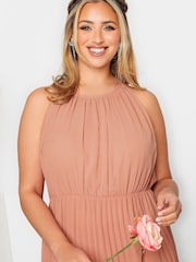 Yours Curve Pink London Occasion Pleated Maxi Dress - Image 4 of 4