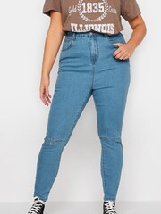 Yours Curve Blue AVA Slash Knee Jean - Image 1 of 5