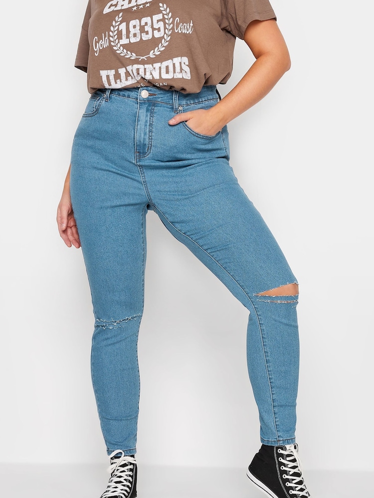 Yours Curve Blue AVA Slash Knee Jean - Image 2 of 5