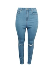 Yours Curve Blue AVA Slash Knee Jean - Image 5 of 5