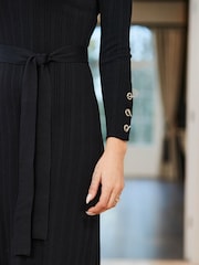 Sosandar Black Column Knit Cuff Detail Midi Dress - Image 4 of 4