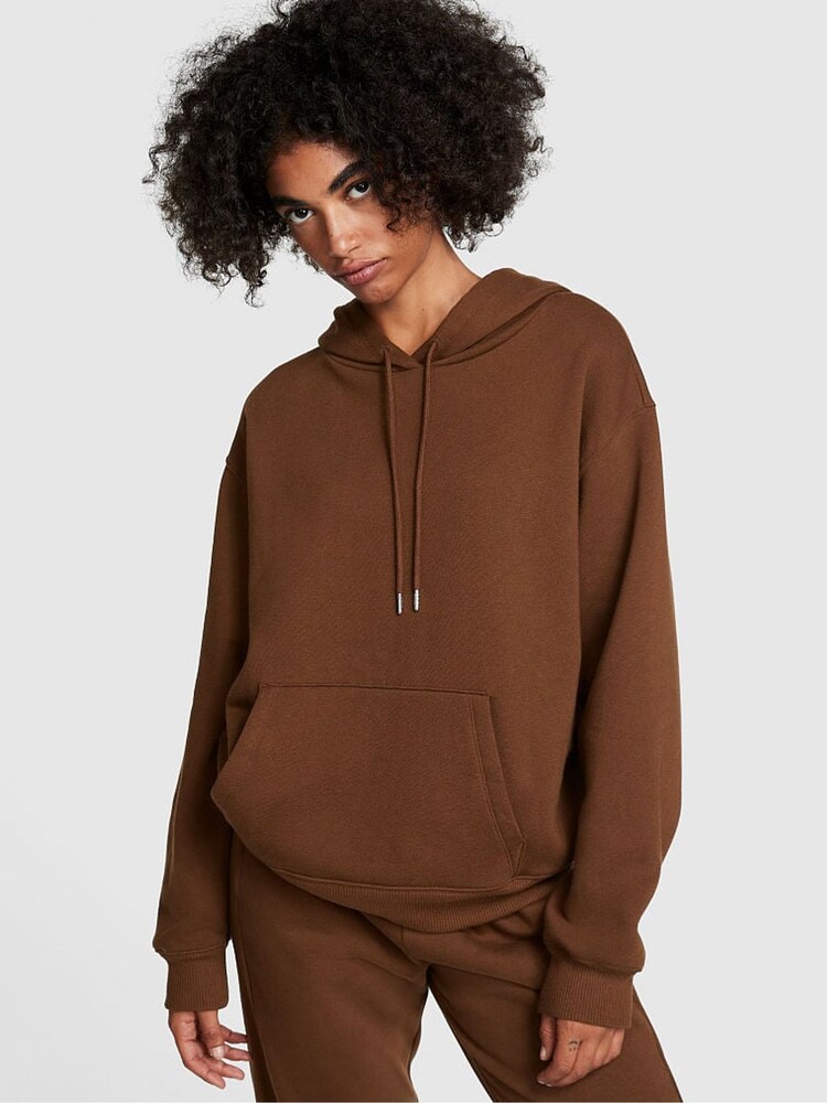 Victoria's Secret PINK Chocolate Kiss Brown Candy Cane Oversized Premium Fleece Oversized Hoodie - Image 2 of 3