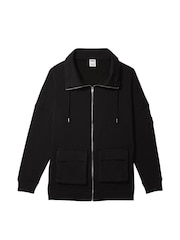 Victoria's Secret PINK Pure Black Oversized Cargo Pocket Full Zip Jacket - Image 1 of 2