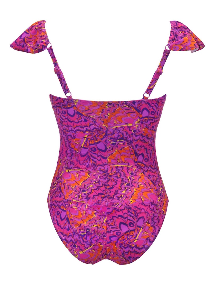Pour Moi Purple Bermuda Frill Control Swimsuit - Image 5 of 5