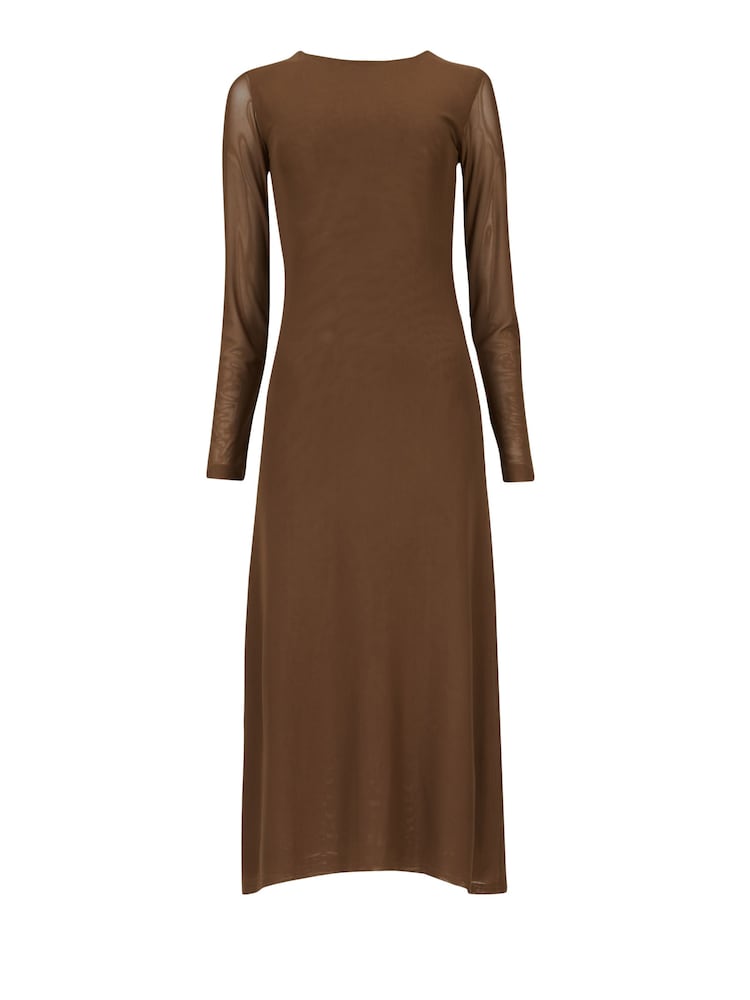 leem Brown Long-Sleeve Mesh Dress - Image 5 of 5