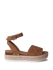 Tan - Linzi Luna Zweiteilige Sandalen aus Nubukleder mit Plateau-Keilabsatz im Espadrille-Stil - Bild 2 von 4