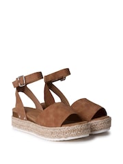 Tan - Linzi Luna Zweiteilige Sandalen aus Nubukleder mit Plateau-Keilabsatz im Espadrille-Stil - Bild 3 von 4